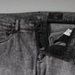 Gray Logo Plaque Cotton Slim Fit Denim Jeans
