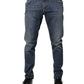 Blue Logo Plaque Cotton Skinny Denim Jeans