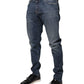 Blue Logo Plaque Cotton Skinny Denim Jeans
