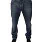 Dark Blue Cotton Logo Skinny Denim Jeans
