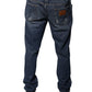 Dark Blue Cotton Logo Skinny Denim Jeans