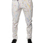 White Color Splash Print Skinny Denim Jeans