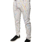 White Color Splash Print Skinny Denim Jeans