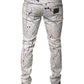 White Color Splash Print Skinny Denim Jeans