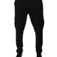 Black Viscose Cargo Men Casual Pants