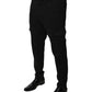 Black Viscose Cargo Men Casual Pants