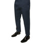 Blue Cotton Men Skinny Dress Pants