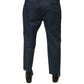 Blue Cotton Men Skinny Dress Pants