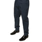 Dark Blue Cotton Stretch Skinny Men Dress Pants
