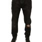 Black Ripped Logo Cotton Skinny Denim Jeans