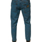 Blue Logo Cotton Stretch Skinny Denim Jeans