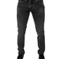 Black Logo Cotton Stretch Skinny Denim Pants