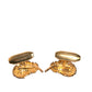 Gold 925 Sterling Silver Crystal Leaf Cufflink