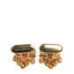 Gold Tone 925 Sterling Silver Crystal Cufflink