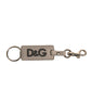 Beige DG Logo Leather Gold Metal Men Keychain Keyring
