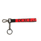 Red Logo Leather Silver Brass Holder Keychain Keyring