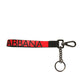 Red Logo Leather Silver Brass Holder Keychain Keyring