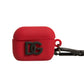 Red Silicone Rubber Logo Embossed Airpods Case