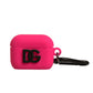 Pink Silicone Rubber Logo Embossed Airpods Case