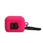 Pink Silicone Rubber Logo Embossed Airpods Case