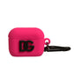 Pink Silicone Rubber Logo Embossed Airpods Case