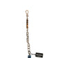Silver Brass Chain Beaded Logo Plaque Keychain Keyring
