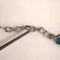 Silver Brass Chain Beaded Logo Plaque Keychain Keyring