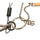 Silver Brass Chain Beaded Logo Plaque Keychain Keyring