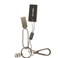 Silver Brass Chain Beaded Logo Plaque Keychain Keyring