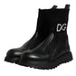 Black DG Logo Horse Sock Ankle Boots Shoes