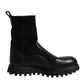 Black DG Logo Horse Sock Ankle Boots Shoes