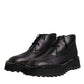 Black Leather Lace Up Ankle Boots Shoes