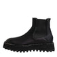 Black Chelsea Boots Leather Slip On Shoes