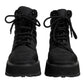 Black Padded Mid Calf Lace Up Boots Shoes