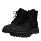 Black Padded Mid Calf Lace Up Boots Shoes