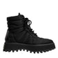 Black Padded Mid Calf Lace Up Boots Shoes