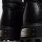 Black Padded Mid Calf Lace Up Boots Shoes