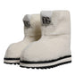 White Plush Logo Padded Mid Calf Boots Shoes