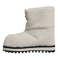 White Plush Logo Padded Mid Calf Boots Shoes