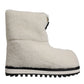 White Plush Logo Padded Mid Calf Boots Shoes