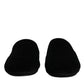 Black Viscose Velvet Slides Flat Slipper Shoes