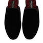 Black Viscose Velvet Slides Flat Slipper Shoes