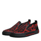 Red Black Leopard Cotton Men Low Top Sneakers Shoes
