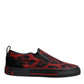 Red Black Leopard Cotton Men Low Top Sneakers Shoes