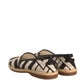 Black White Stripes Slip On Espadrille Shoes