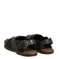 Green Gazelle Hair Leather Flats Sandals Shoes