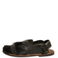 Green Gazelle Hair Leather Flats Sandals Shoes