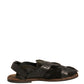 Green Gazelle Hair Leather Flats Sandals Shoes