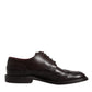 Brown Leather Derby Wingtip Lace Up Formal Dress Shoes