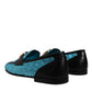 Blue Sequined Loafers Formal Dress Shoes